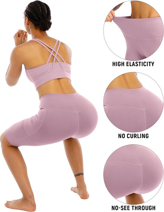 Sportshorts Dames - Atletische Broekjes - Fitness Yoga - Met Handige Zakken - Hoge Taille - 4-Pack — afbeelding 3
