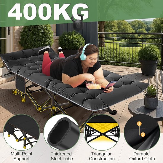 Extra Grote XXL Opvouwbare Slaapbank voor Volwassenen - Heavy Duty Gasten Slaapbed met Matras van Merkloos — afbeelding 3