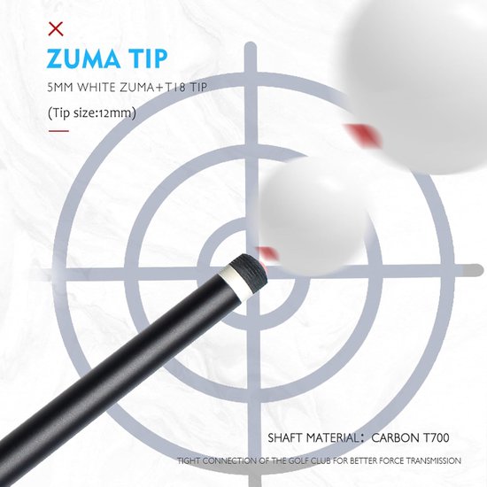 Professionele Lichtgewicht Carbon Poolkeu 56 Inch - 12mm Tip - Geschikt voor Biljart en Snooker van Merkloos — afbeelding 2