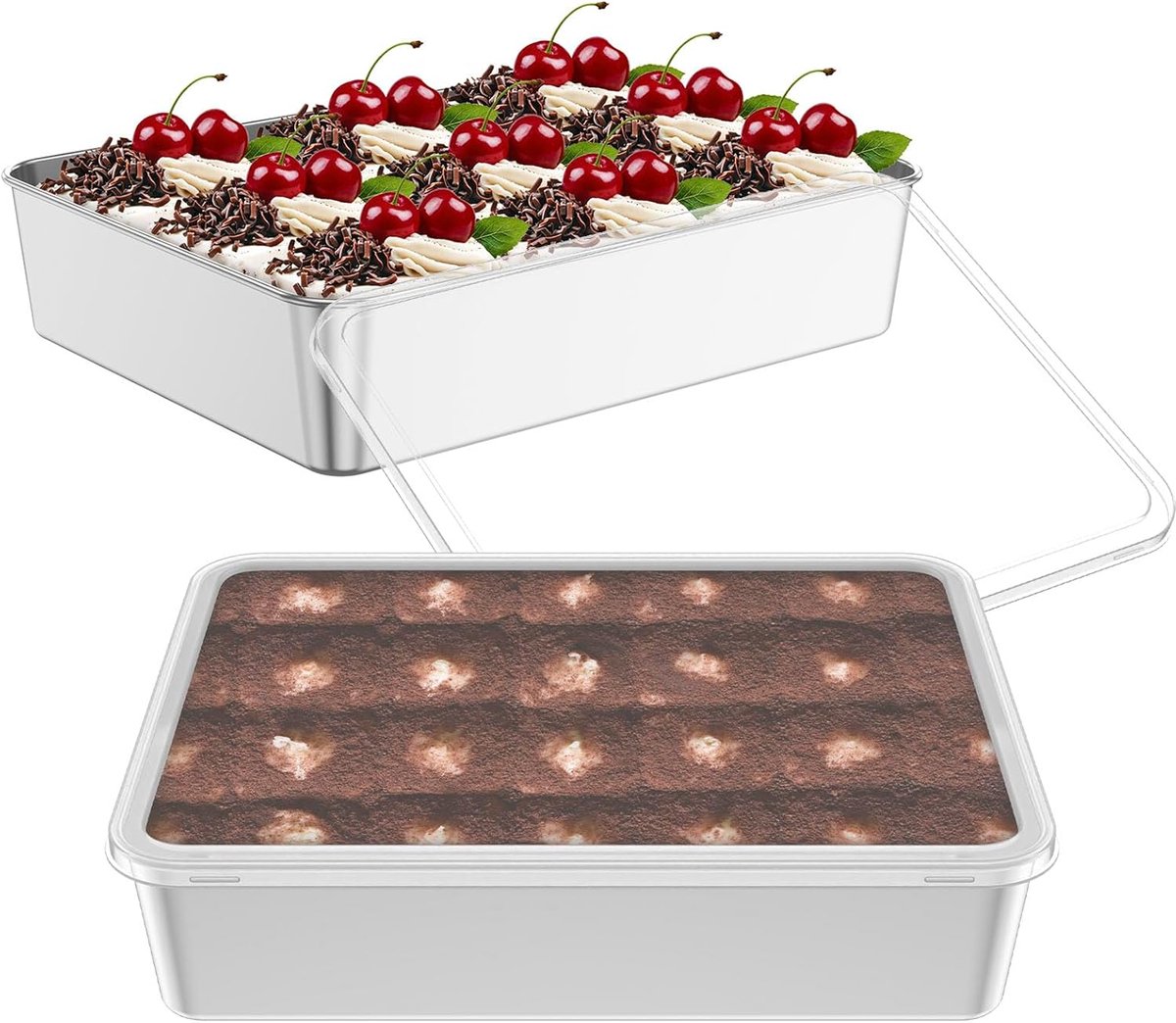 Rechthoekige Taartvorm Set voor Tiramisu en Cheesecake - Antiaanbaklaag