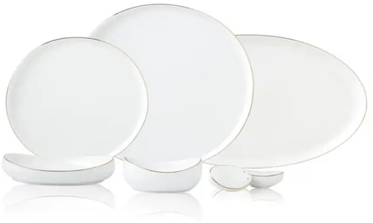 Bricard Rodez – Porseleinen Serviesset/Dinerset - 6-Persoons – 27-Delig – Wit/Goud