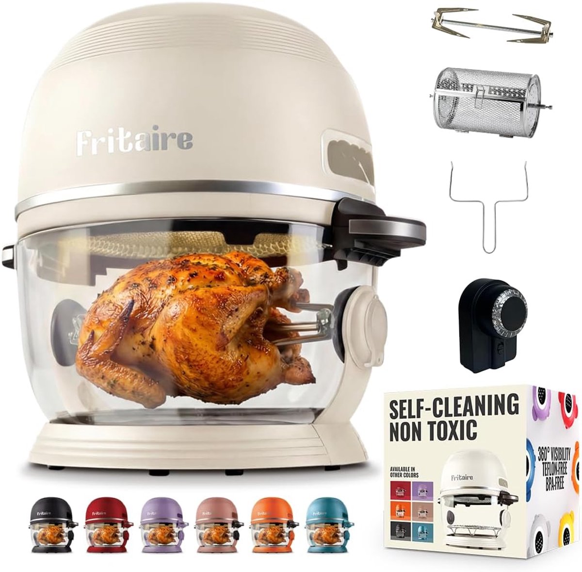 Heteluchtfriteuse - Airfryer - Gezond Frituren - Automatische Uitschakeling - 48 Liter - Wit