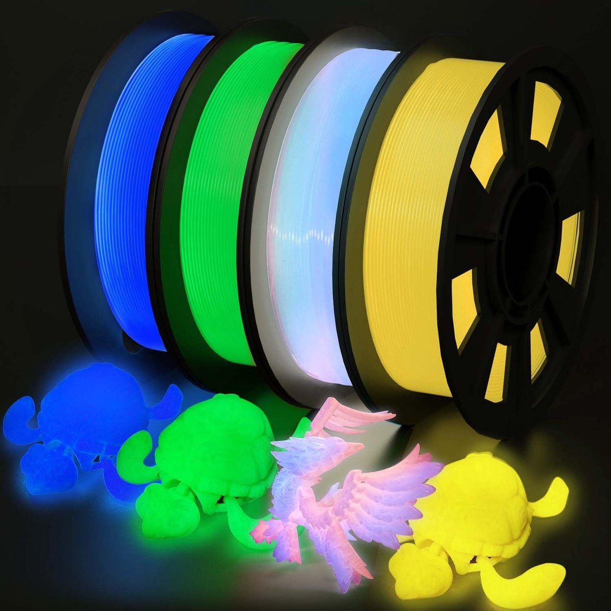 Lichtgevend PLA Filament 1.75mm voor 3D-printers - 4 kleuren set (1kg)
