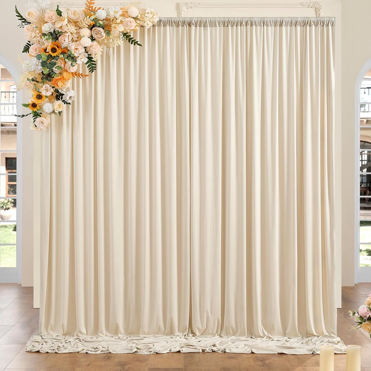 3x3m Beige Achtergrond Gordijn Set Polyester voor Feest, Bruiloft en Fotografie