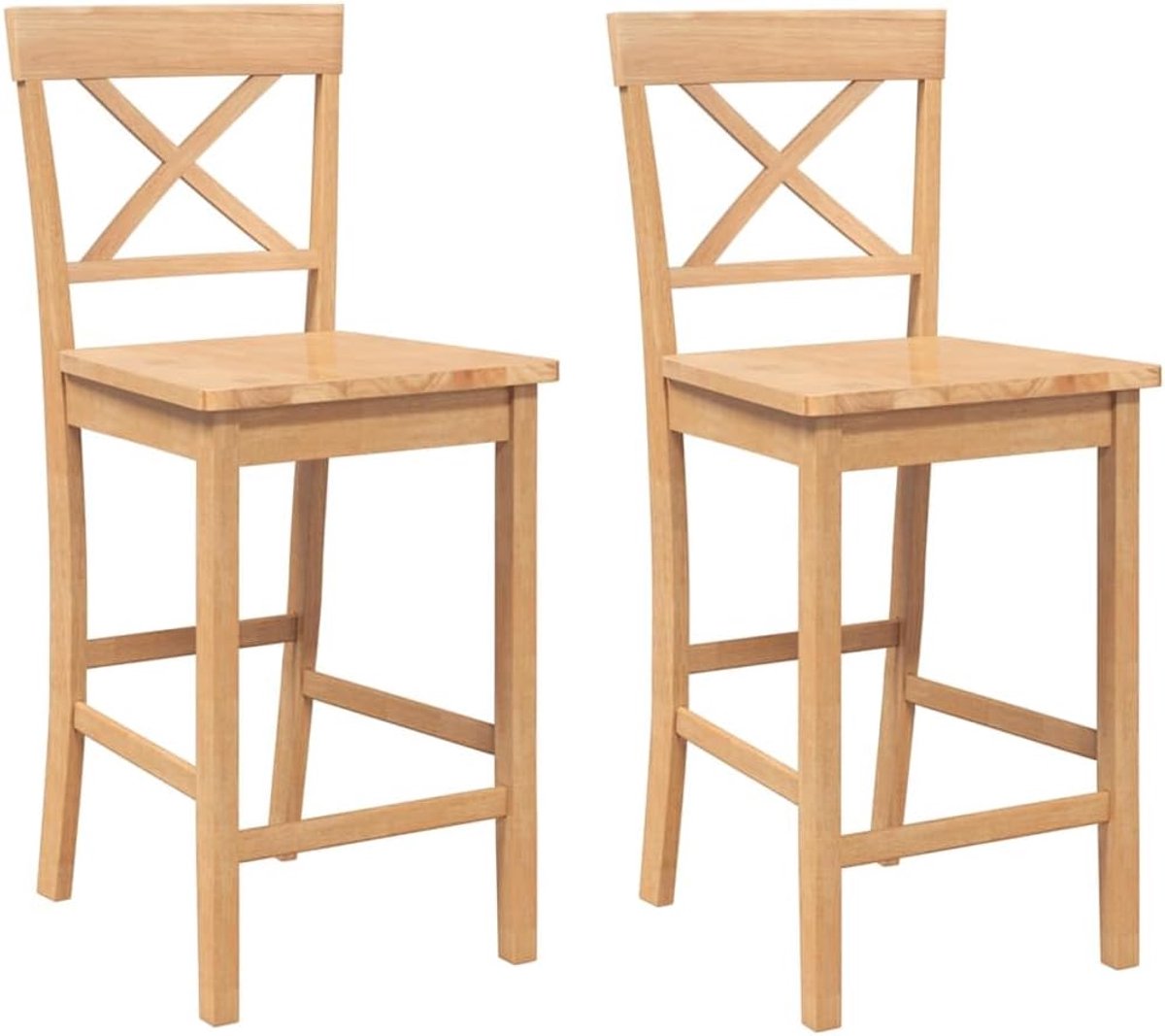 Set van 2 Houten Barkrukken in Naturel Kleur