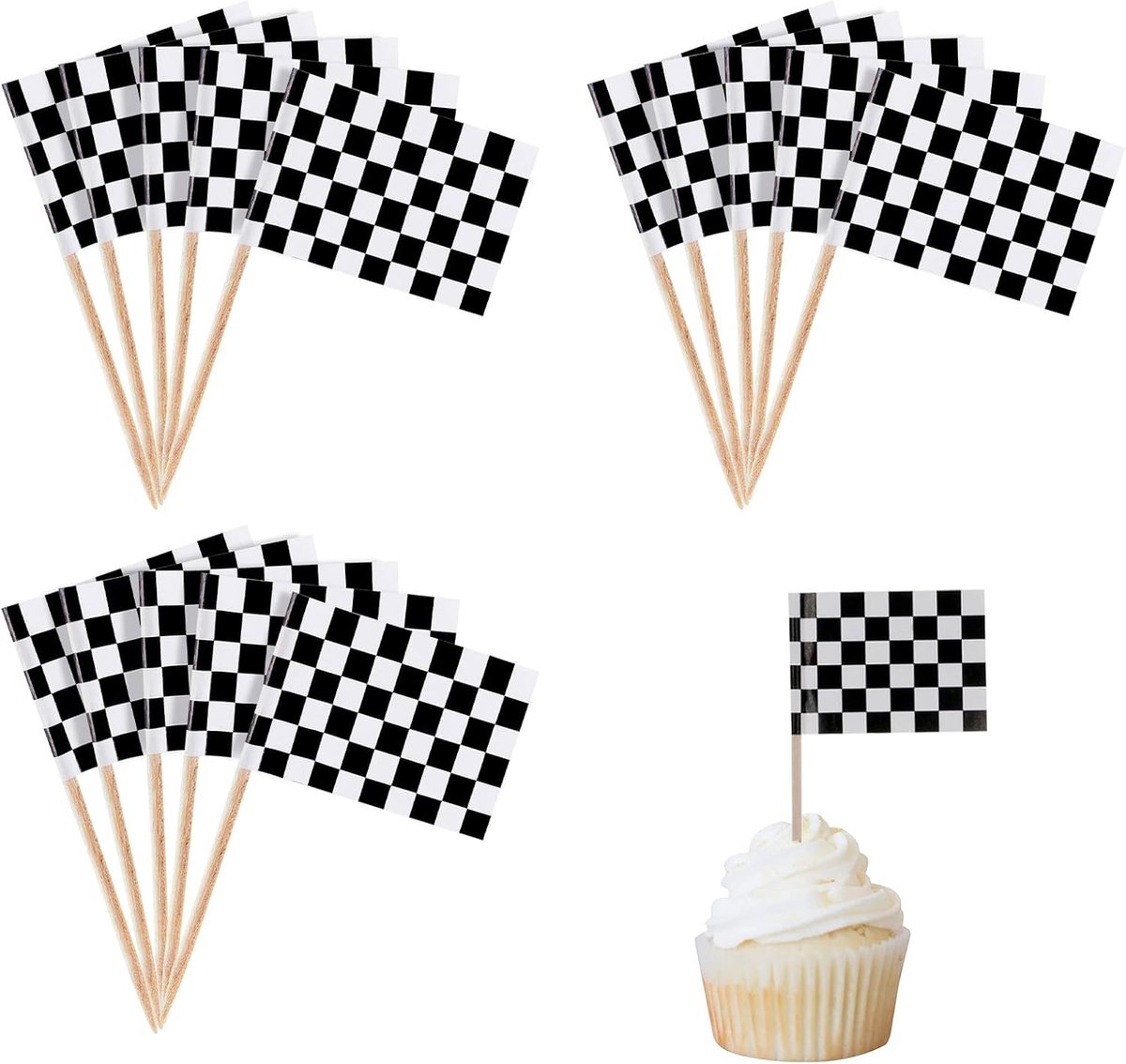 100x Zwart-Witte Cocktailprikkers voor Oktoberfest Feestdecoratie
