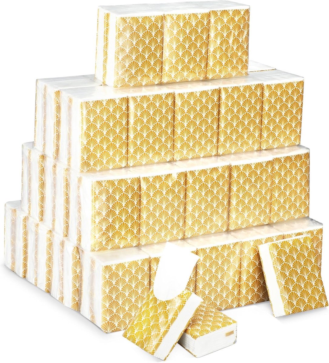 Zakdoekjes - Reis tissues - Voor onderweg - 3-laags zacht papier - 100 verpakkingen - Goud