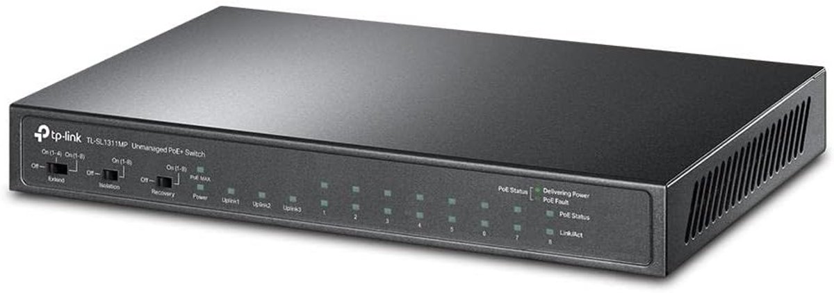 10 Poorts Desktop Netwerk Switch met 8x PoE+ | Fast Ethernet & Gigabit Poorten