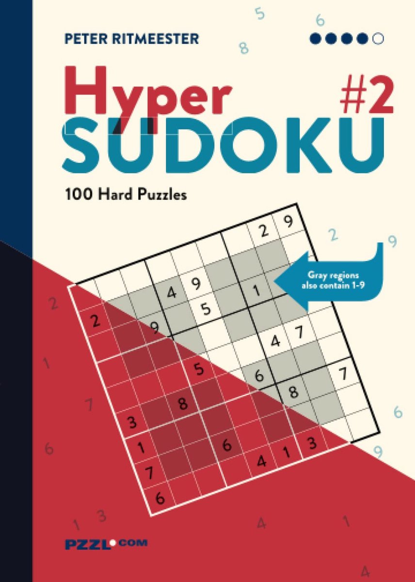 Hyper Sudoku - Moeilijke Puzzels - Hersengymnastiek - Vier Grijze Regio's - 12.7 x 17.78 cm