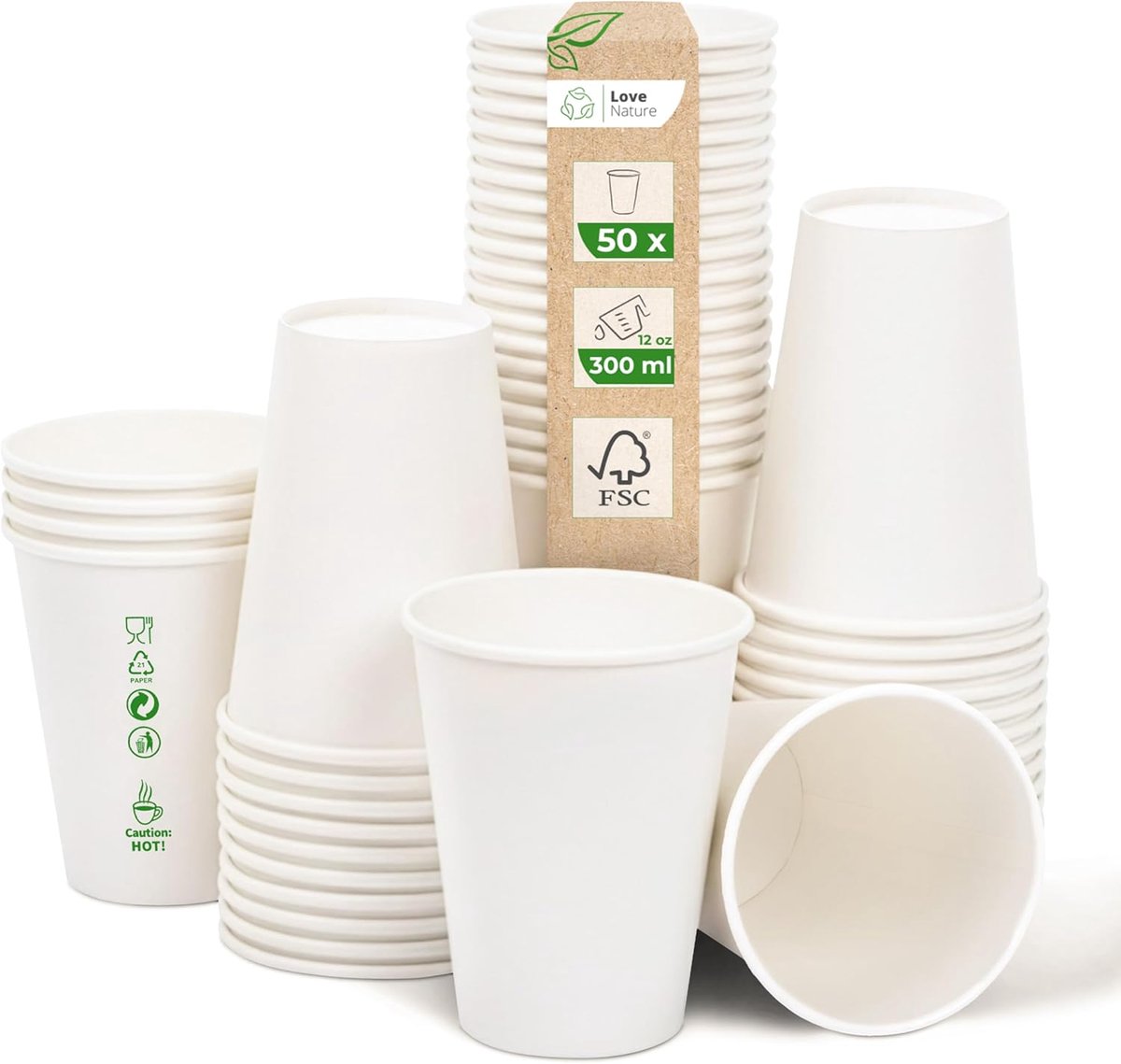 Papieren Bekers - Witte Bekers - Warme Dranken - BPA Vrij - 300 ml - Wit