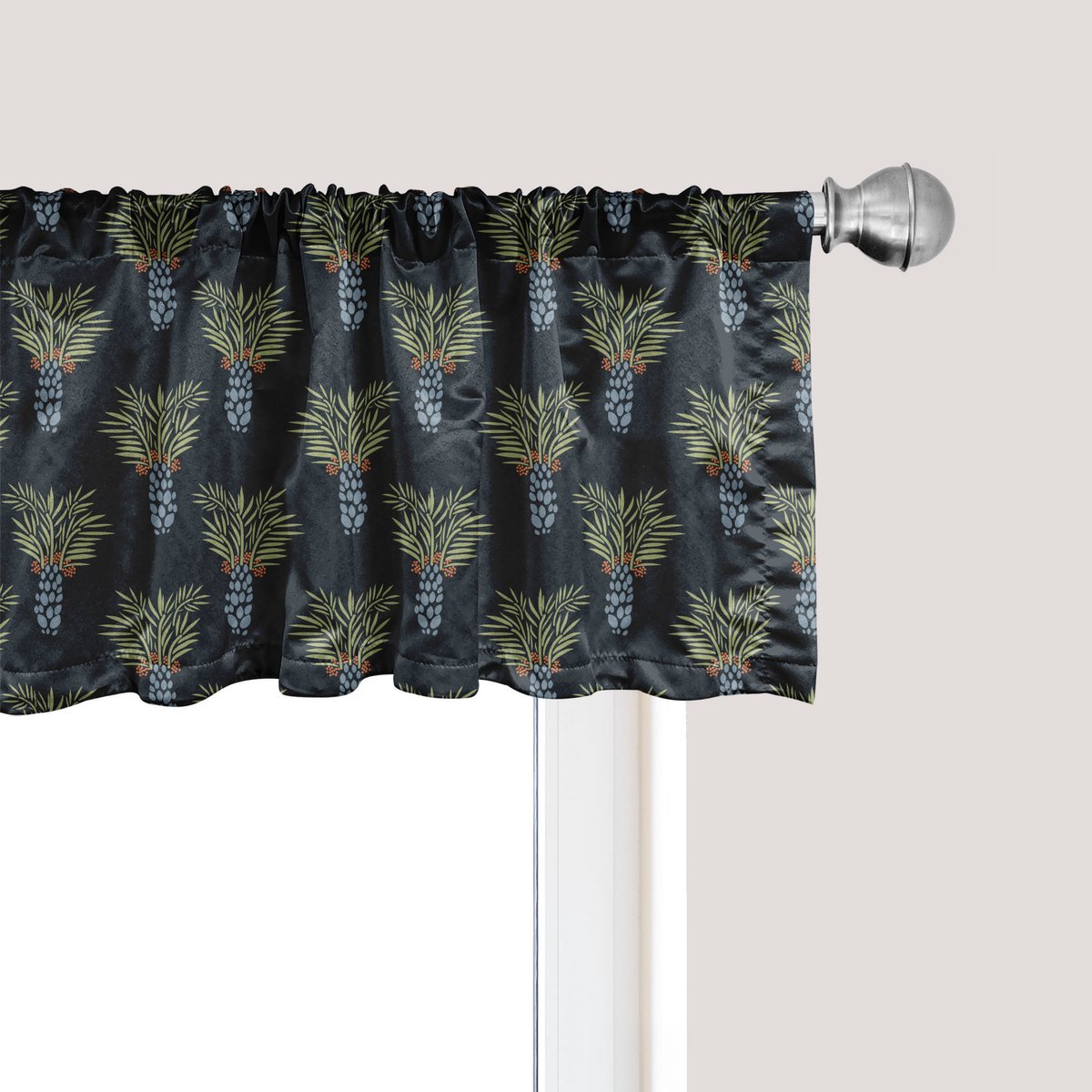 ABAKUHAUS Exotische raamvalance, gordijnvalance voor keuken en slaapkamer met tunnelzoom, 137 cm x 30 cm, antracietgrijs kaki
