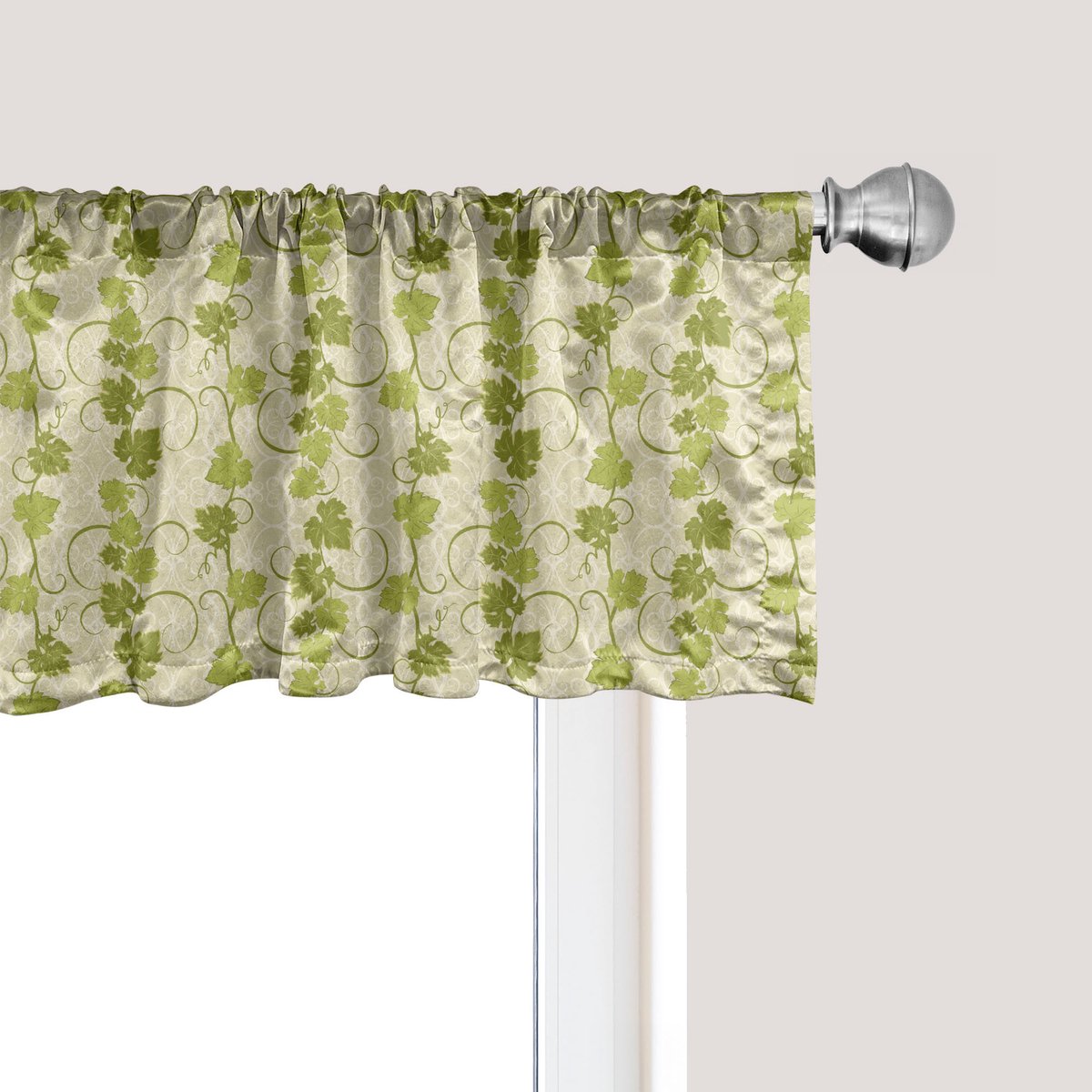 ABAKUHAUS Wijnkleurige raamvalletje, gordijnvalletje voor keuken en slaapkamer met tunnelzoom, 137 cm x 45 cm, olijfgroen mosterd