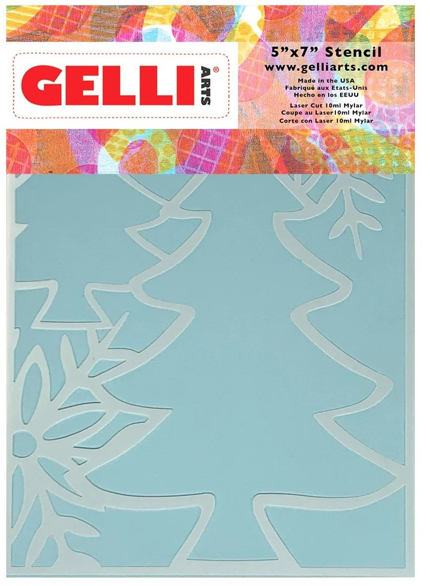 Gelli Arts kerstbomen stencil knutselset 12,7 x 17,8 cm karton.