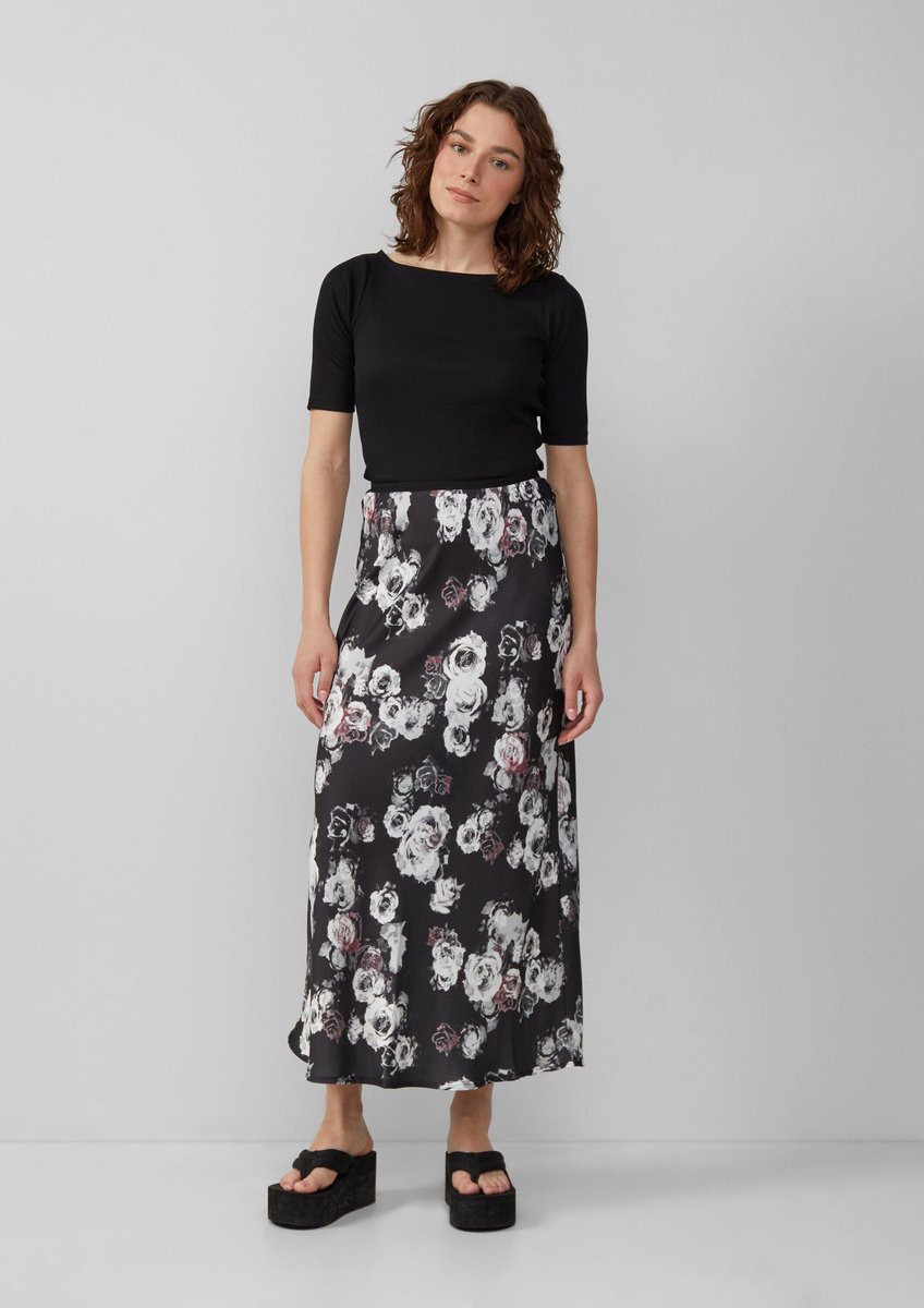 Rok met all-over print in satijnlook