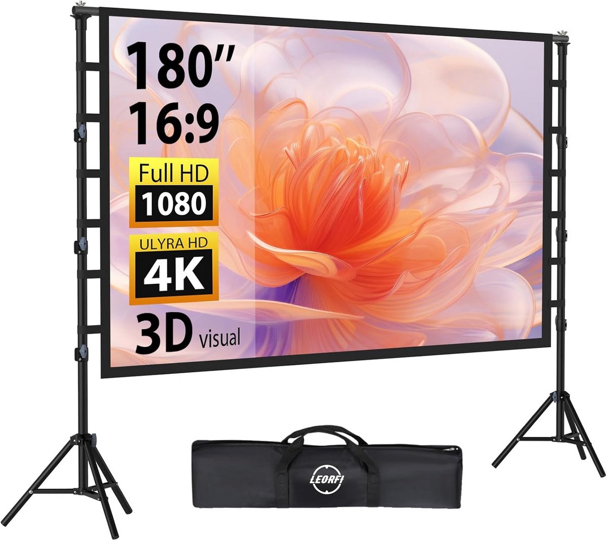 180 Inch Buiten Projectiescherm met Statief voor 4K HD Binnen en Buiten Gebruik