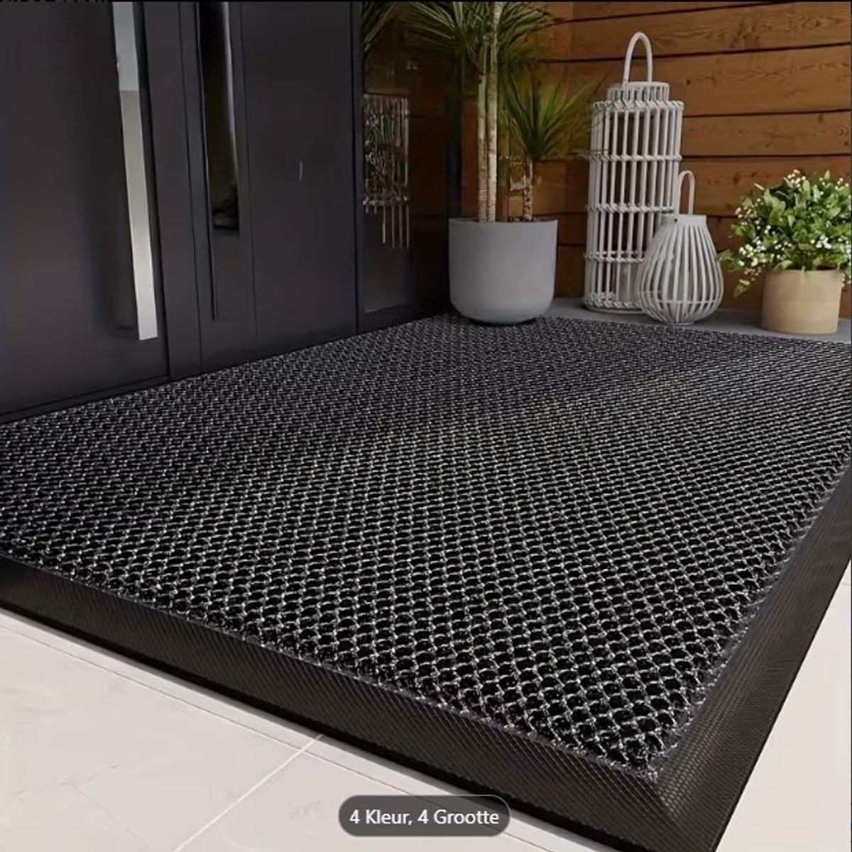 Fonevo Deurmat zwart - Droogloop en schoonloopmat - rubber met backing en rand - vuilloper - antislip - 60 x 90 cm - softtouch