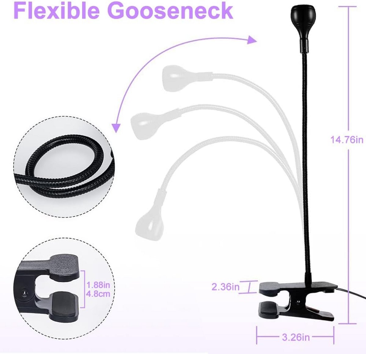 UV LED Uithardingslamp 3W voor Gelnagels en Kleine Inspecties - Flexibele USB Bureaulamp