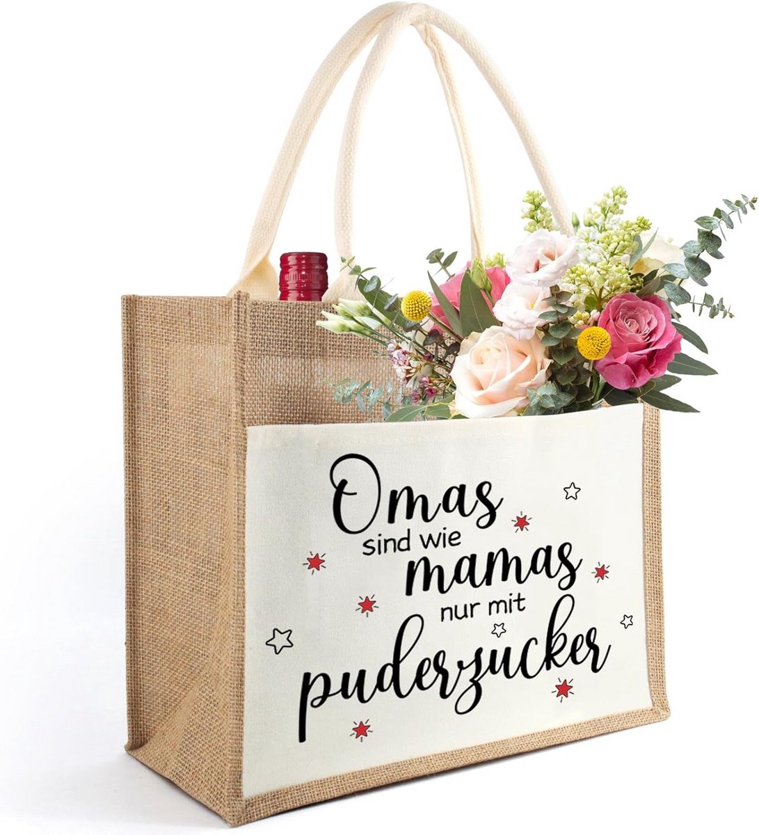 Duurzame Jute Boodschappentas voor Moederdag en Verjaardag