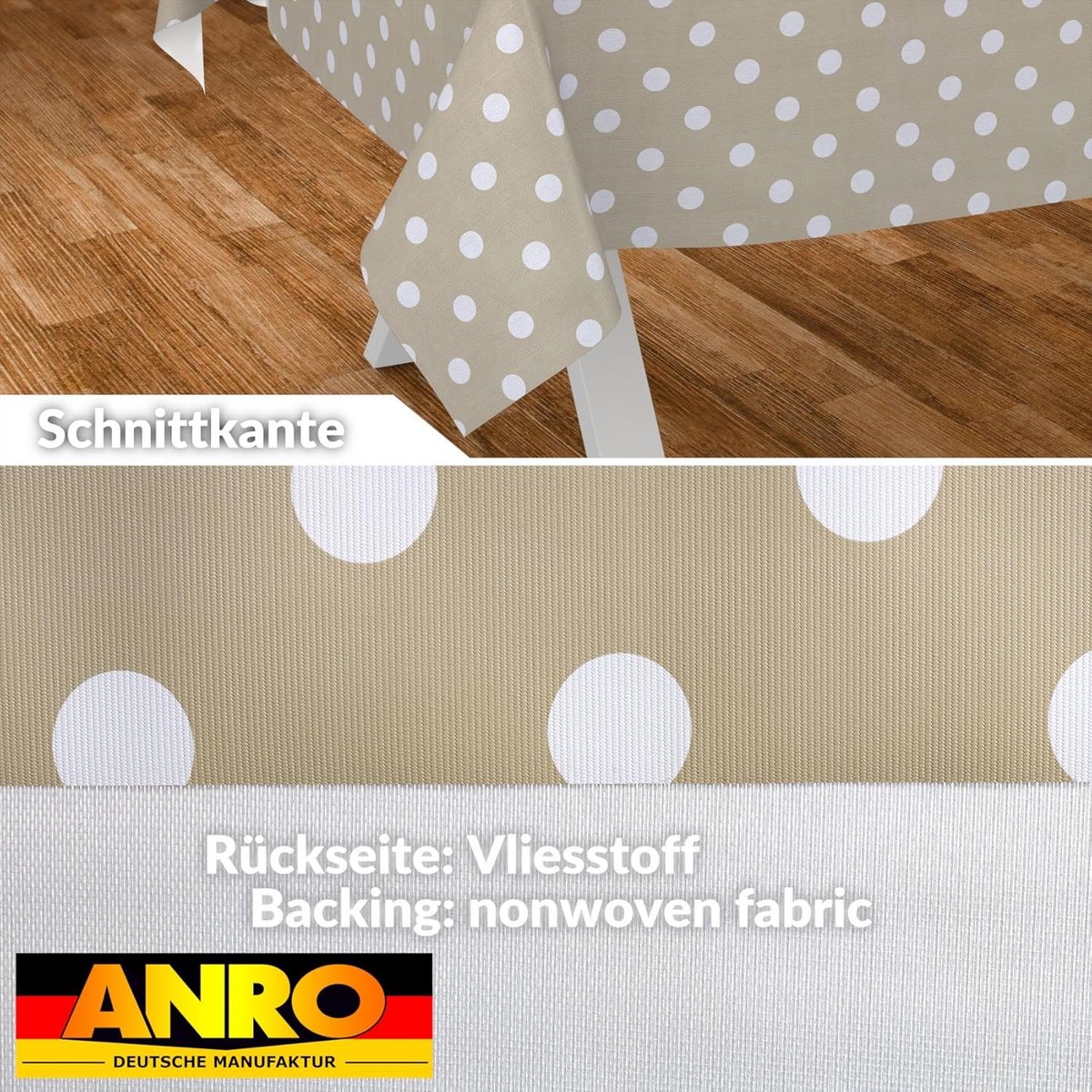 Afwasbaar Tafelkleed Waterafstotend met Snijrand Rechthoekig 160x100 cm Beige
