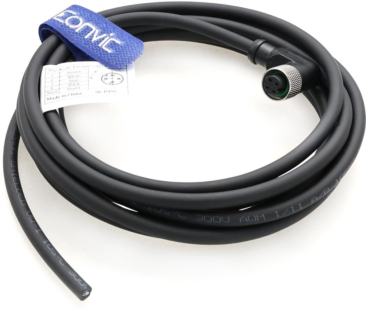 M12 4-pins Vrouwelijke Haakse Sensor Kabelconnector (3M) - Industriële Kwaliteit