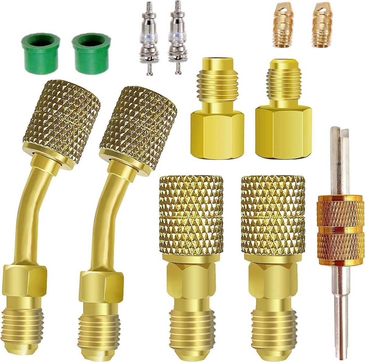 Adapter Set voor R410A & R134A Installatie, Oplaad- en Vacuümpoort Connectoren voor Airco