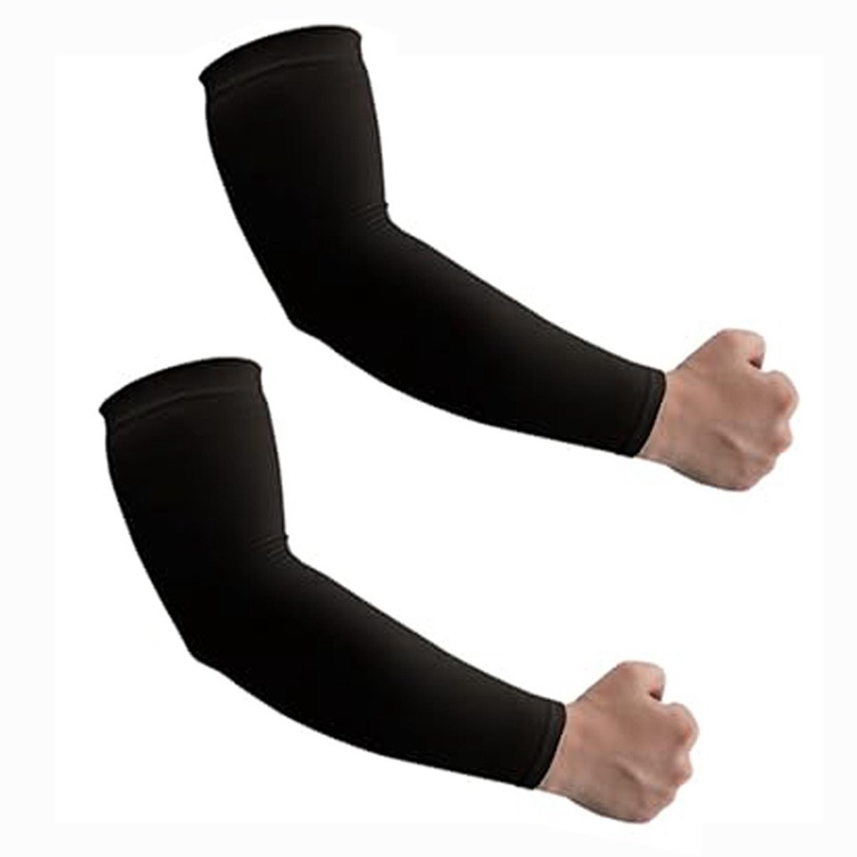 Set van 6 paar unisex UPF 50 zonbeschermende compressie-armmouwen, die effectief UV-stralen blokkeren - Zwart