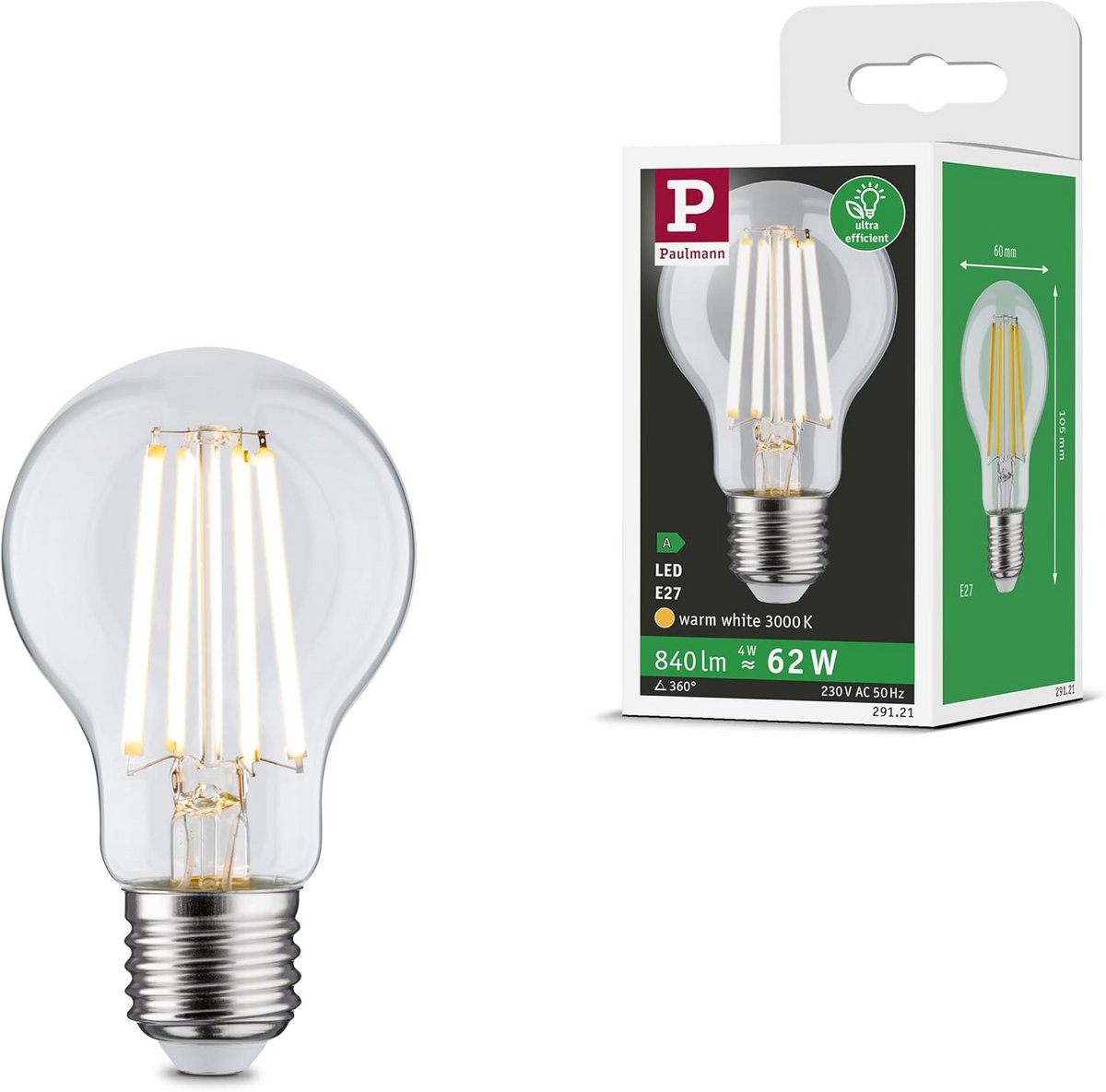 LED Filament Lamp E27 4W Warm Wit 3000K 840 Lumen Energiezuinig Lange Levensduur