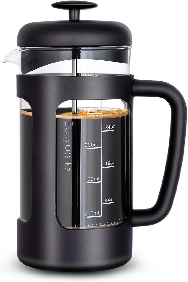 Grote French Press Koffiezetapparaat 1000ml met Hittebestendig Glas