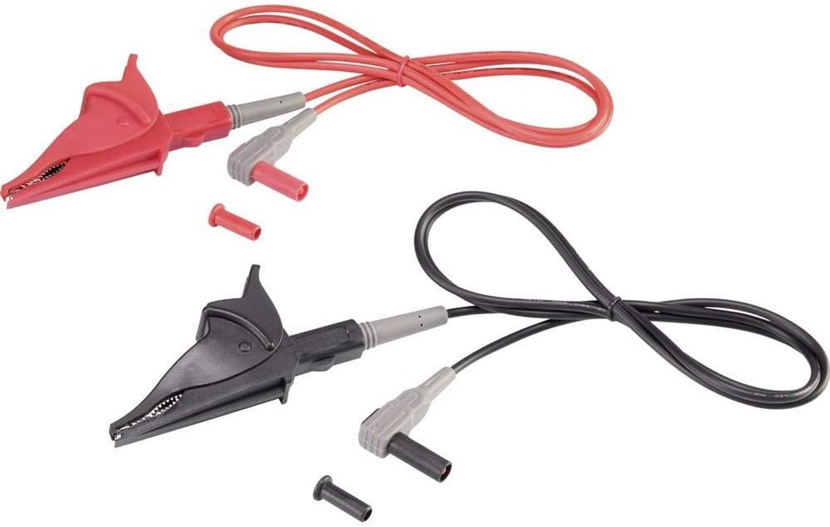 Meetkabel Set 1 Meter met 4mm Banaanstekker en Krokodillenklemmen - Zwart/Rood