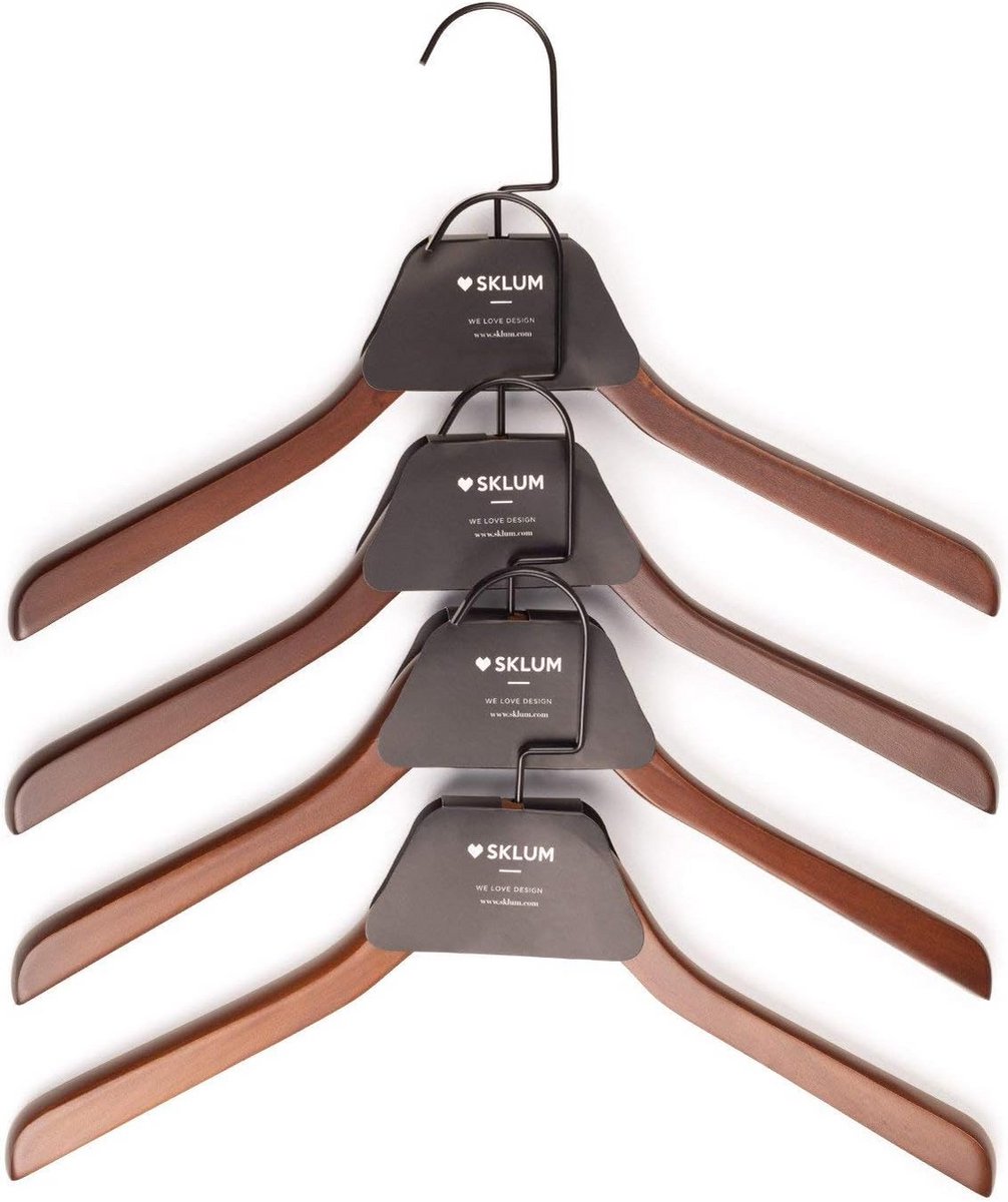 Set van 4 Houten Kledinghangers met Industriële Stijl