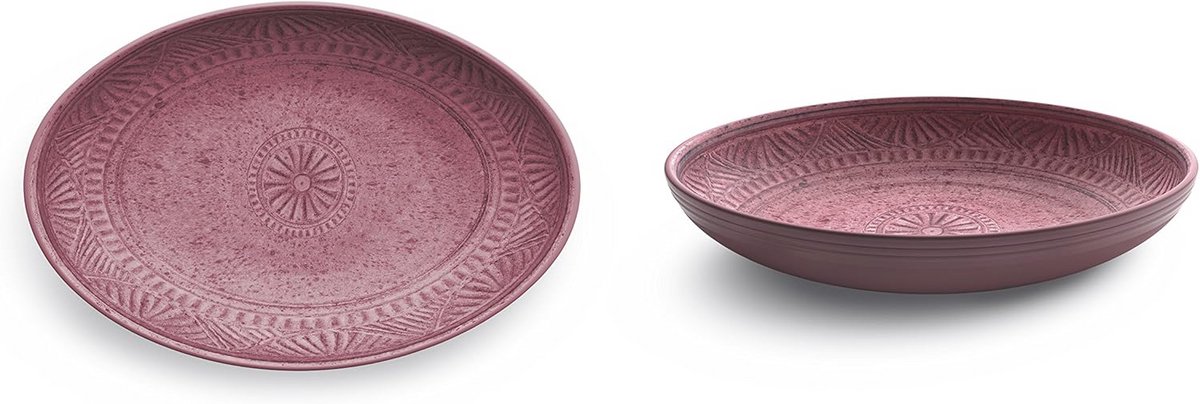 Ovale Schaal van Melamine in Magenta, 33 x 22.5 cm