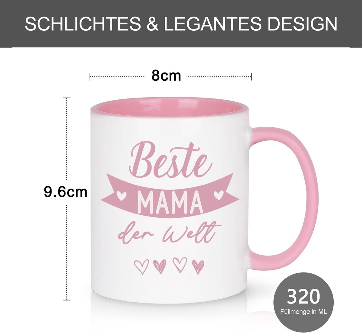 Roze mok 320 ml Beste Mama ter wereld - cadeau voor Moederdag, verjaardag en kerst — cadeau in Koken & Dineren - foto 5