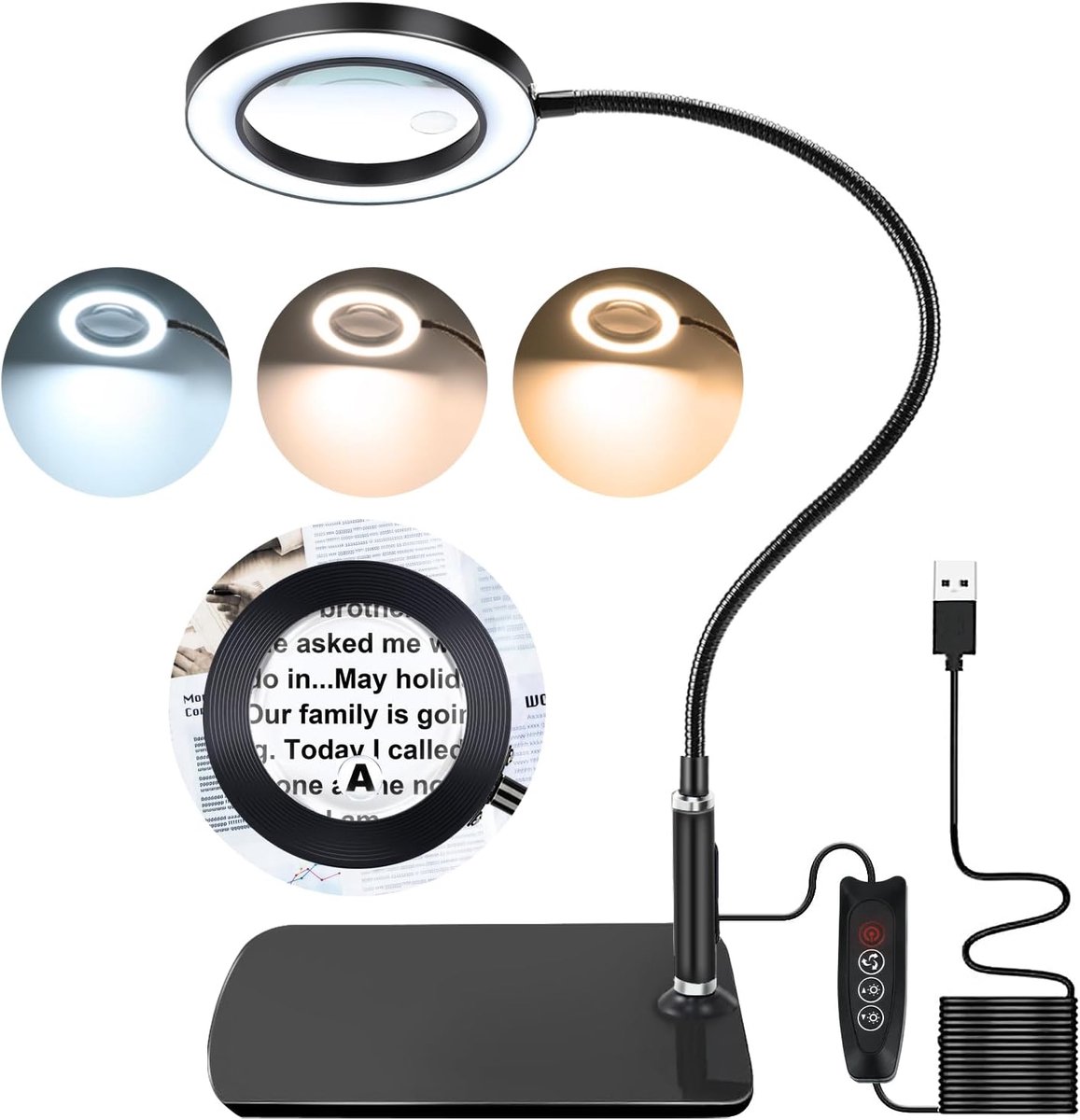 Vergrootglas met Verlichting 10x 20x Vergrotingsglas Lamp met 72 LED's