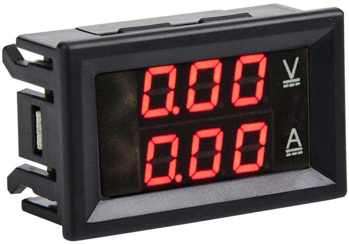 Digitale Voltmeter Ampèremeter - Dubbele Meter - Stroom Meten - Tweekleurig LED Display - 5x3x2.2 cm - Rood Blauw