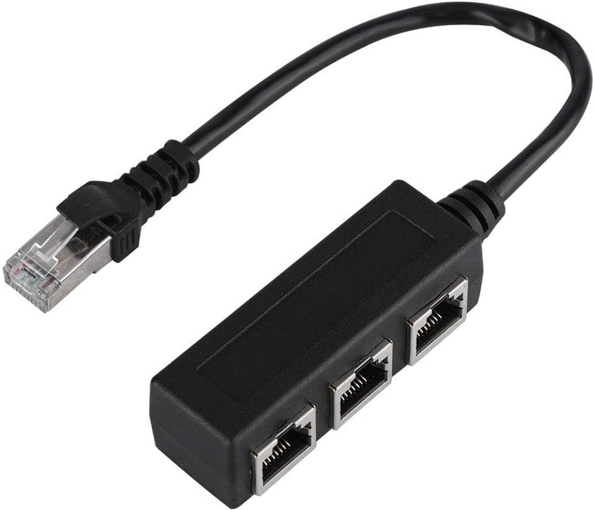 Ethernet Kabeladapter - RJ45 Splitter - Netwerk Uitbreiding - 1 naar 3 Poorten - 20.5 cm Lengte - Zwart