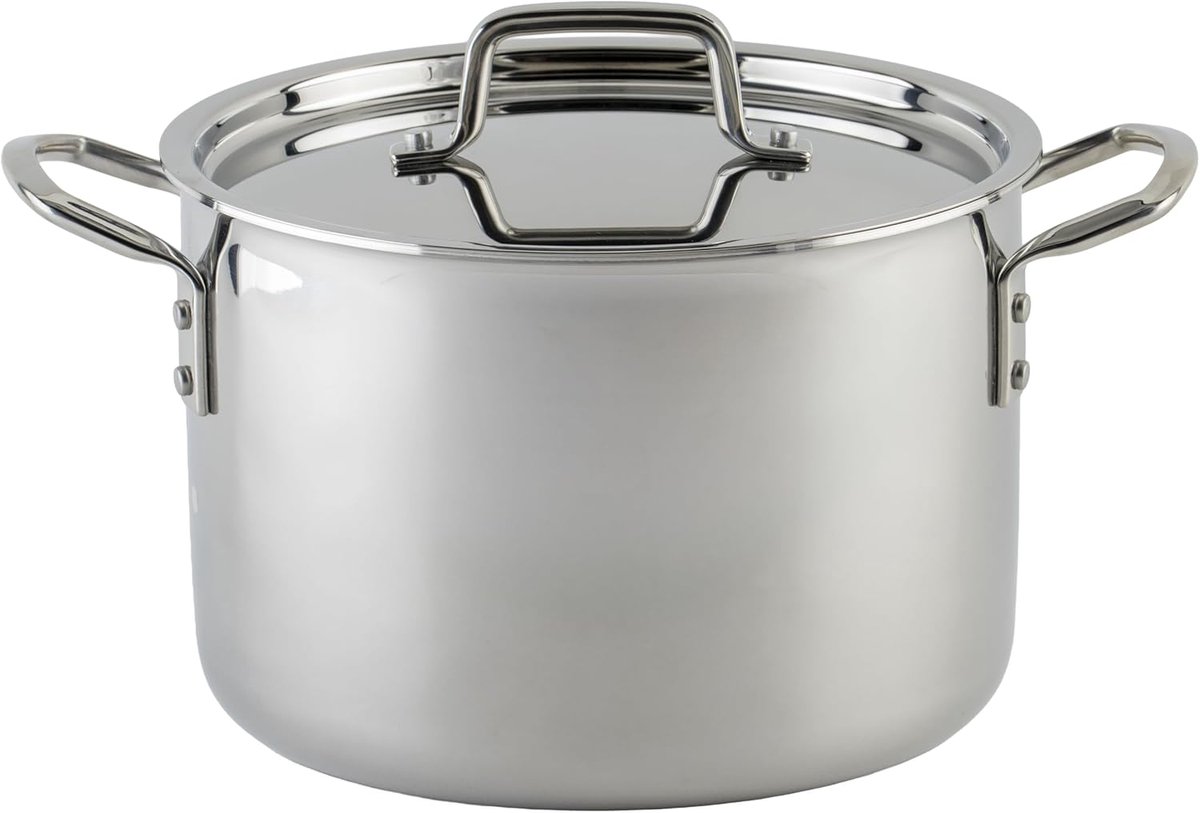 WINCO TGSP-8 Tri-Gen™ Tri-Ply steel pan, 8 liter, roestvrij, met deksel
