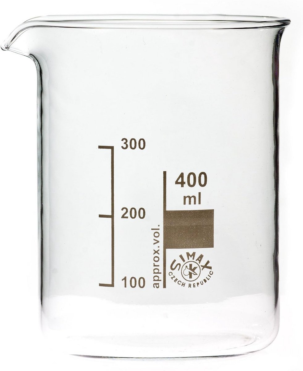 Bekerglas 400 ml lage vorm met schenktuit en gradatie
