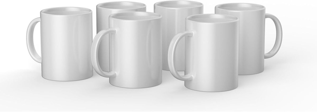 6x Witte Sublimatie Mokken 425ml (15oz) voor Hittepers en Infusible Ink