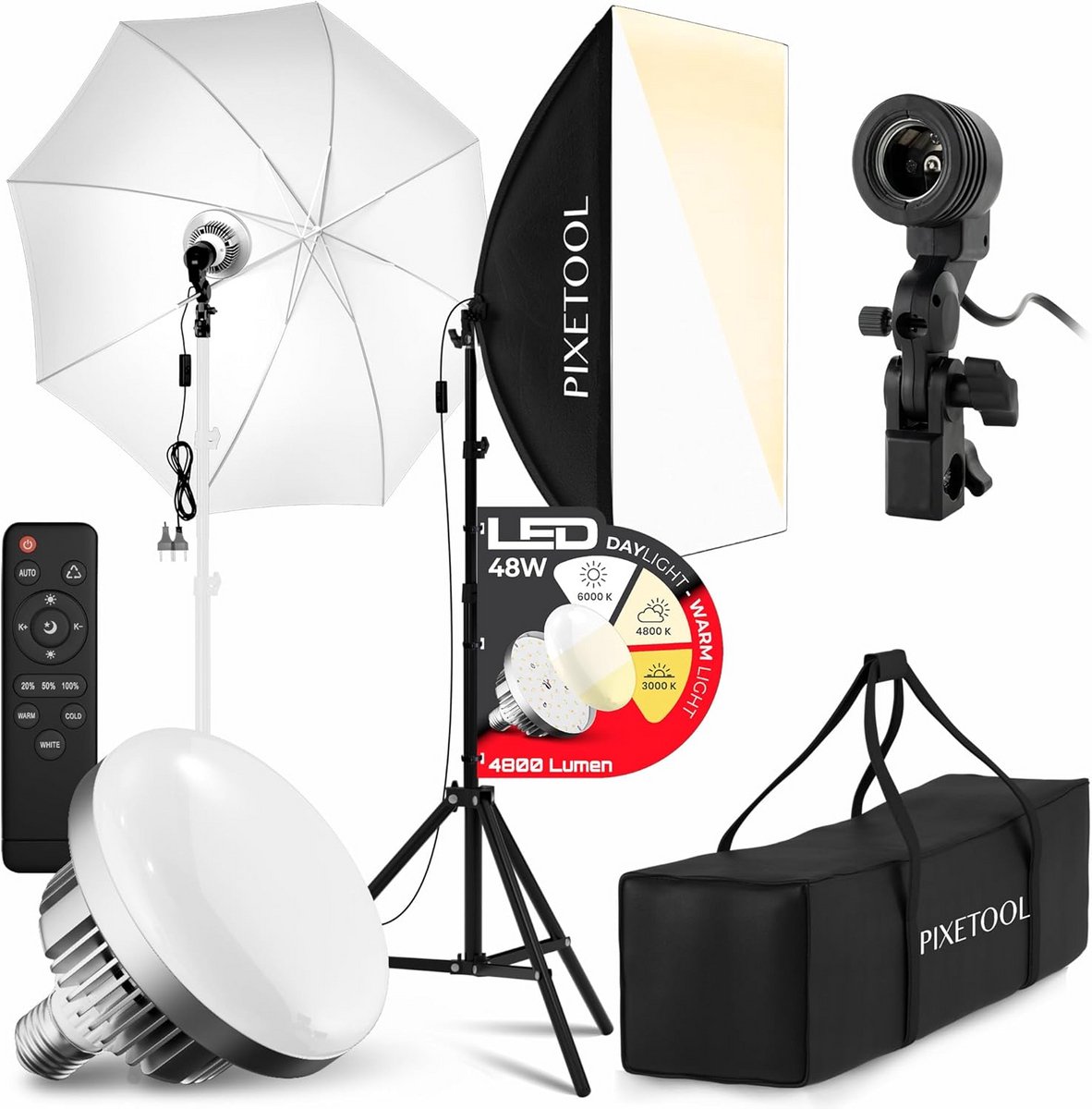Complete Softbox Studioset met Verstelbare LED Verlichting en Statieven