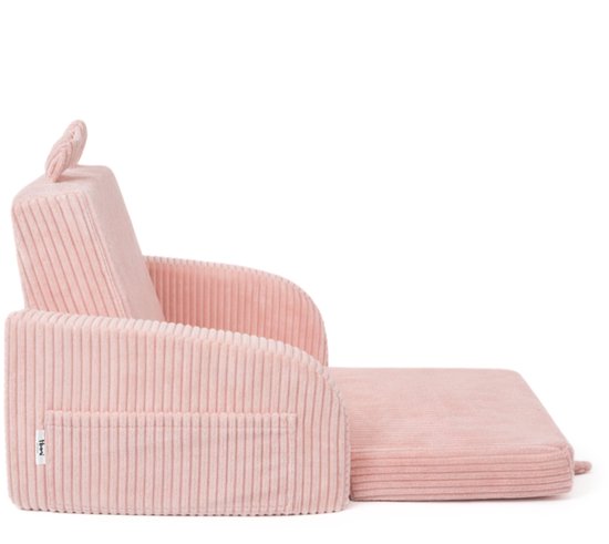 Flumi - 2 in 1 Uitschuifbare Kinderfauteuil - Schuimconstructie - Afneembare Wasbare Hoes - Corduroy Stof - Met Zijvakken - Roze van Flumi — afbeelding 2