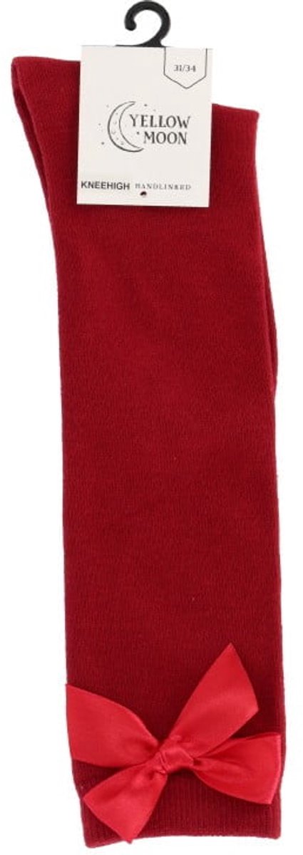 Yellow moon Yellowmoon kinder/dames kniekous 1 paar - Strik - Hoge katoenen sokken - 38 - Rood