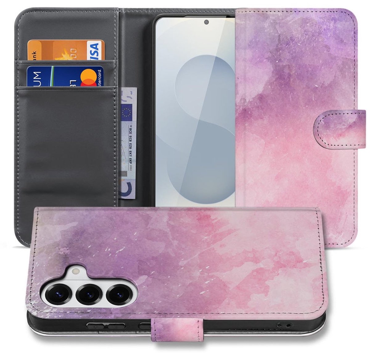 Samsung Galaxy S26 Plus Bookcase Hoesje Roze Paars Paint