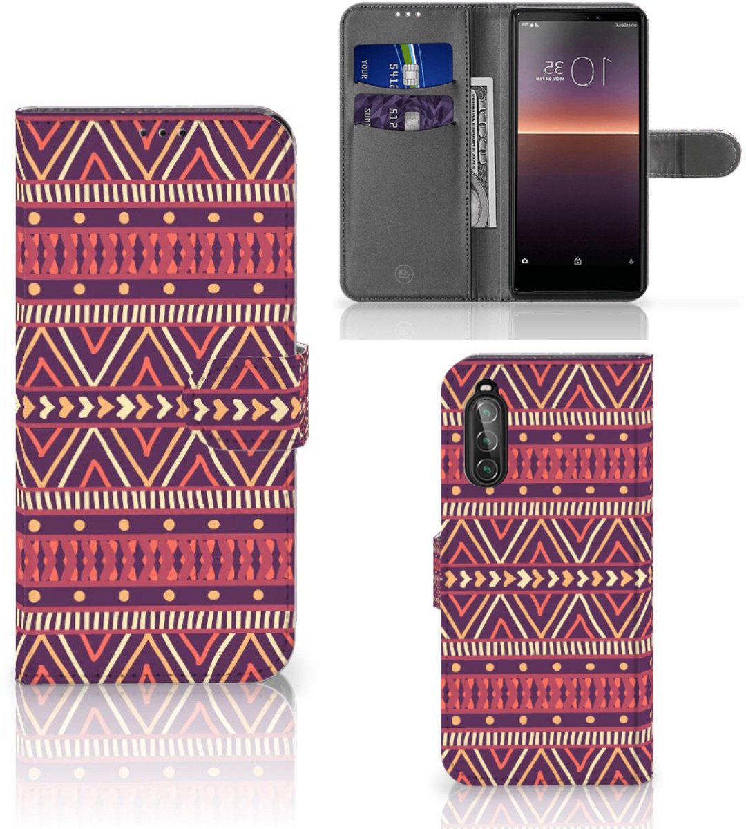 Sony Xperia 10 II Telefoon Hoesje Aztec Paars