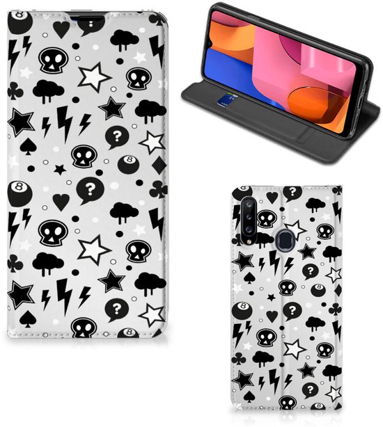 Étui avec support pour carte Samsung Galaxy A20s Phone Case Silver Punk