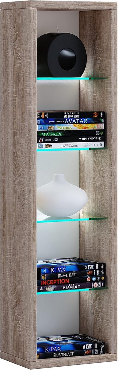 Houten CD/DVD Rek - Modern Design met Opbergruimte voor Boeken en Media | Staand Meubel | Maakt je Woonkamer Compleet