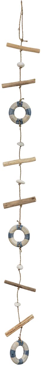 Raamdecoratie maritieme reddingsboeien houten decoratie zomer 90cm