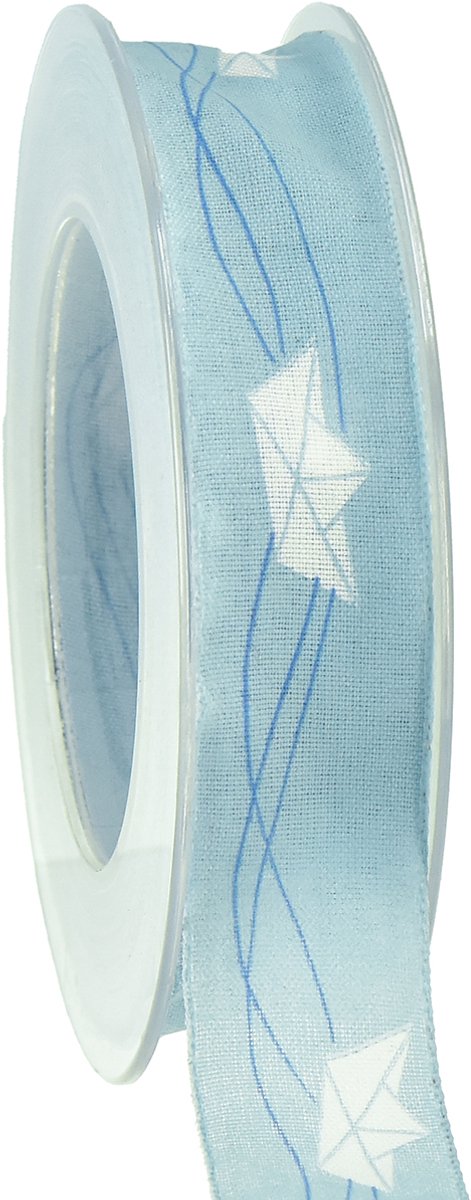 Cadeaulint blauw scheepsdecoratielint maritiem 25mm 20m