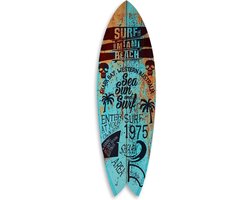 Decoratieve Surfplank Wanddecoratie Aluminium 100 x 30 cm - Zee, Zonne en Surf Design
