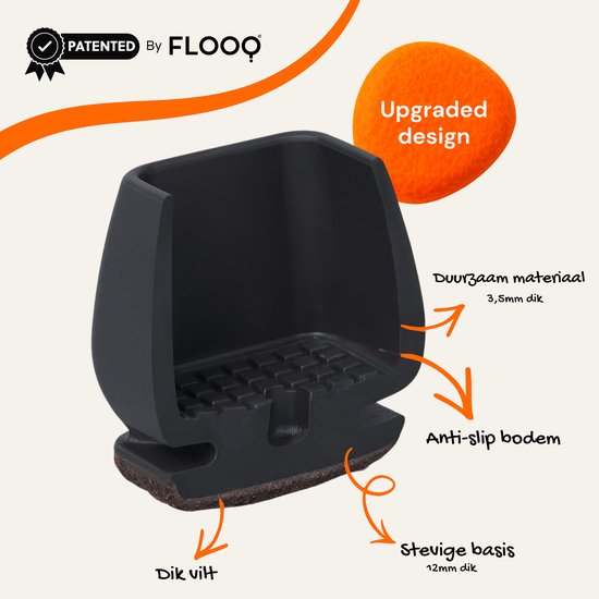 FLOOQ Pro Cache-jambes pour chaises flexibles ronds 22-28 mm - Feutre anti-rayures - Protecteurs de pieds de chaise - Protection de sol - 24 pièces - Zwart