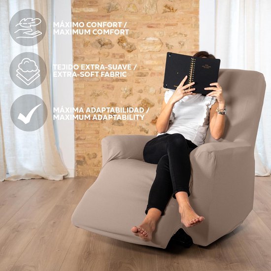 Elastic Relaxfauteuil Hooverhoes - Universele Beschermhoes voor Sta-op Stoel - Wasbaar Beige — afbeelding 2